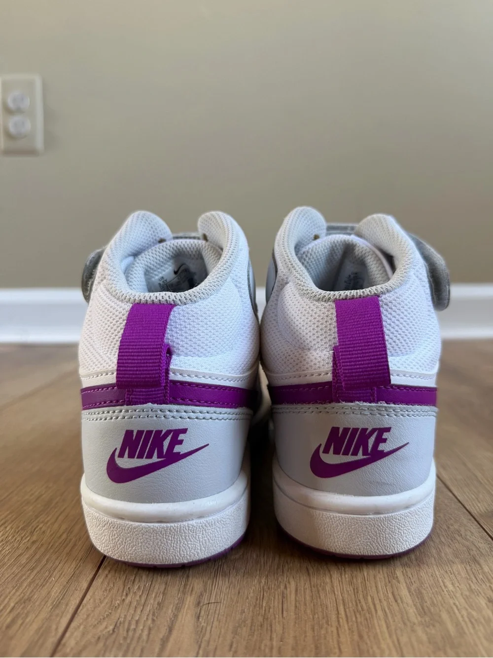 Nike Court Borough Mid 2 GS 'Pure Platinum Vivid Purple' Shoes Kids Size 3.5Y